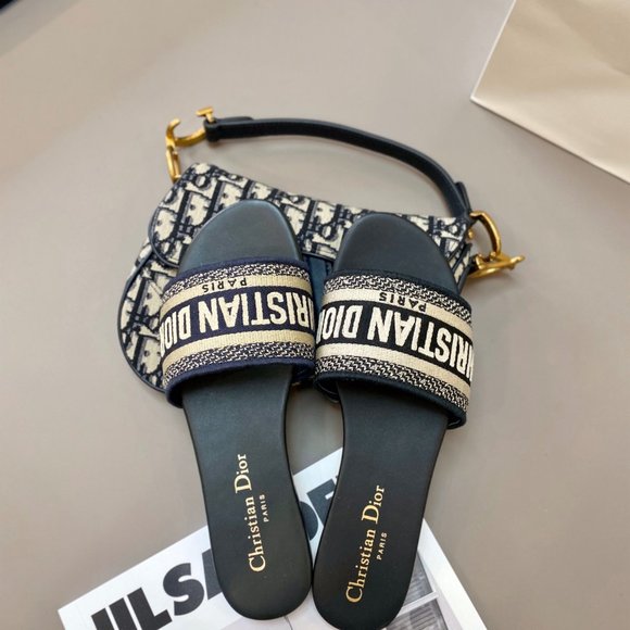 DWAY SLIDE Black Embroidered Cotton Slide Slippers - Picture 4 of 9